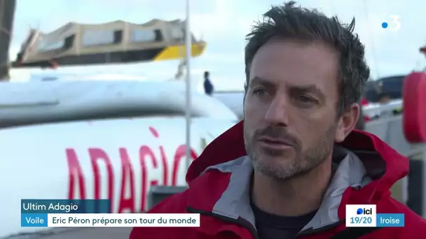 Eric Péron et son maxi-trimaran Adagio sont à Brest pour préparer l'Arkea Ultim Challenge