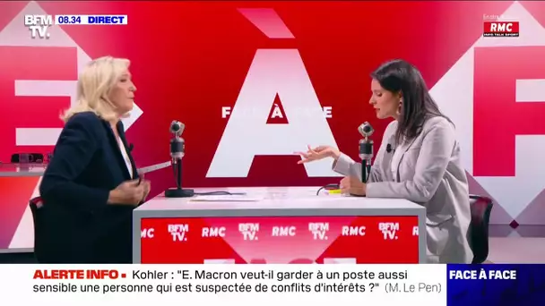 Marine Le Pen réclame la mise à l'écart d'Alexis Kohler et d'Eric Dupond-Moretti