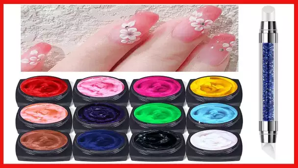 Ownest 12 Colors Sculpture Painting Nail Gel Set,3D Nail Carved Gel Sculpture Creative Painting Glue