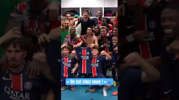 Les joueurs du PSG célèbrent leur victoire face à l’OM dans les vestiaires du Vélodrome ! #shorts