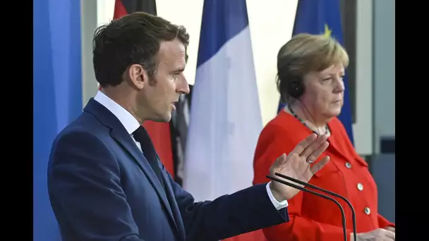 Emmanuel Macron et Angela Merkel tiennent une conférence de presse commune