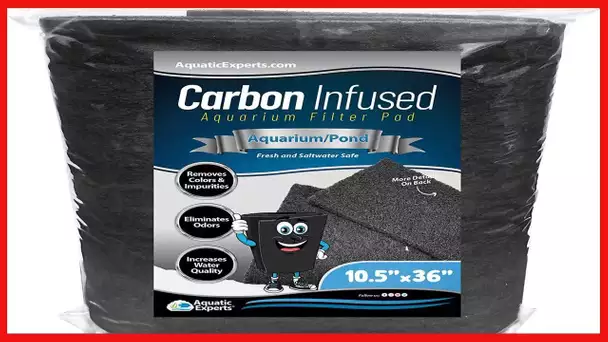 Aquarium Carbon Pad - Cut to Fit Carbon Infused Filter Pad Media for Crystal Clear Fish Tank