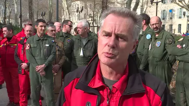 A Nîmes : les pilotes de la sécurité civile se mobilisent contre la réforme des retraites