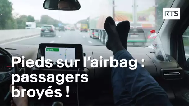 Pieds sur l'airbag en accident de voiture, un danger parfois insoupçonné | RTS