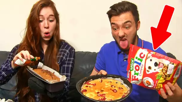 HARDCORE GÂTEAUX CHALLENGE en Couple ! CROQUETTE POUR CHIEN VS DavidLafargePokemon !!