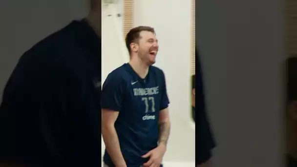 “Don’t cut it” - Luka mic’d up laughing at Maxi Kleber’s “meowing” 🤣 | #Shorts