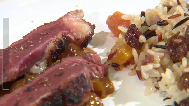 Magret de canard aux mirabelles de Rozelieures et au miel de sapin