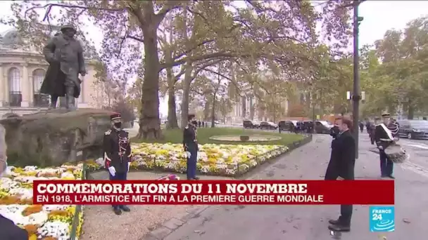 Commémorations du 11-Novembre : minute de silence devant la statue de Georges Clémenceau