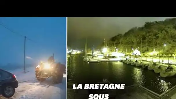 Les images des chutes de neige en Bretagne