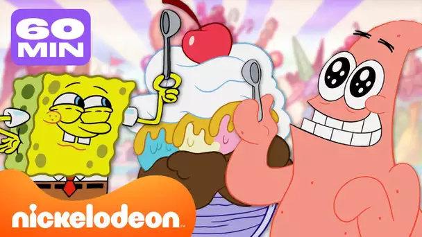 Bob l'Éponge | Bob l'Éponge mange de la GLACE pendant 60 minutes d'affilée 🍦 | Nickelodeon France