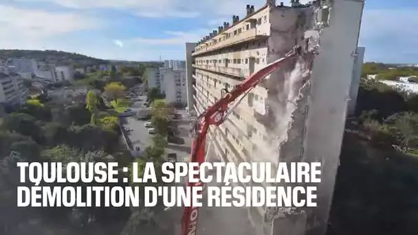 La spectaculaire démolition d'une résidence à Toulouse