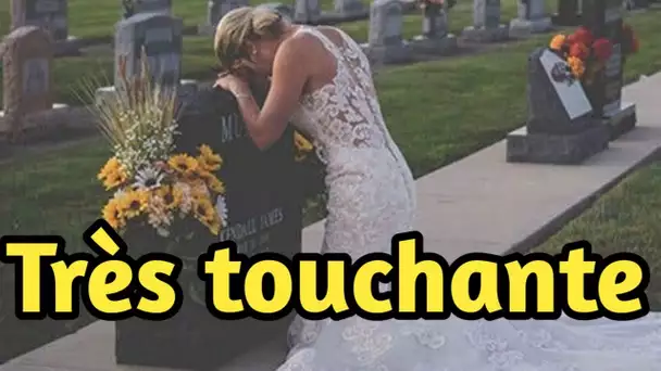 Elle porte sa robe de mariée sur la tombe de son fiancé le jour de leur mariage