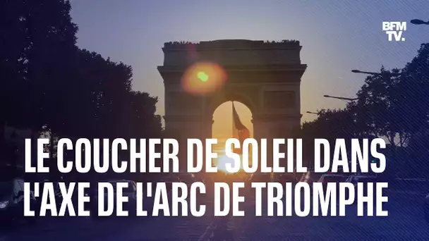 Les images du superbe coucher de soleil dans l’axe de l’Arc de Triomphe