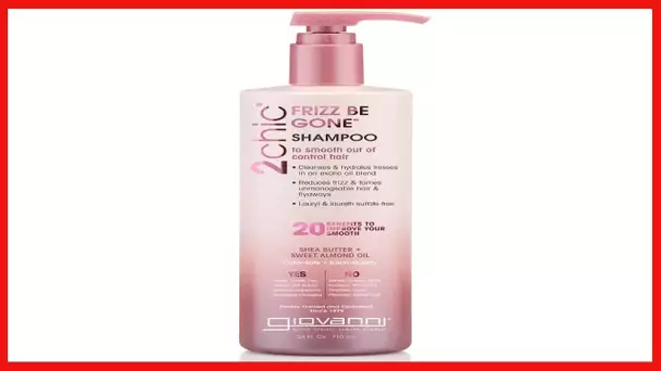 GIOVANNI 2chic Frizz Be Gone Shampoo, 24 oz. - Anti Frizz Natural Hair Smoothing Formula with Shea