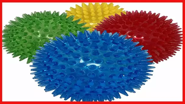 3.5” Spikey Dog Balls (4 Pack) Squeaky Dog Toys | Cleans Teeth for Healthier Gums | Non-Toxic BPA