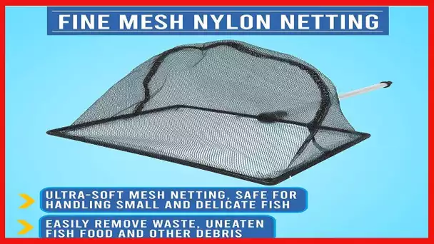 FISH PROS Fish Net for Fish Tank, 2.5 Inch Deep Mesh Scooper with Extendable Handle up to 24 Inches