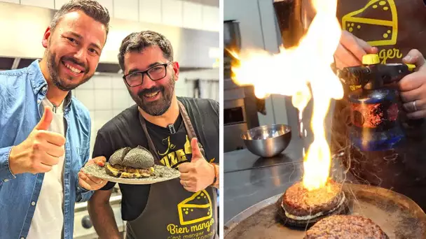 😲 Un BURGER FLAMBÉ d'une façon ancestrale ! Un vrai délire ! 🍔