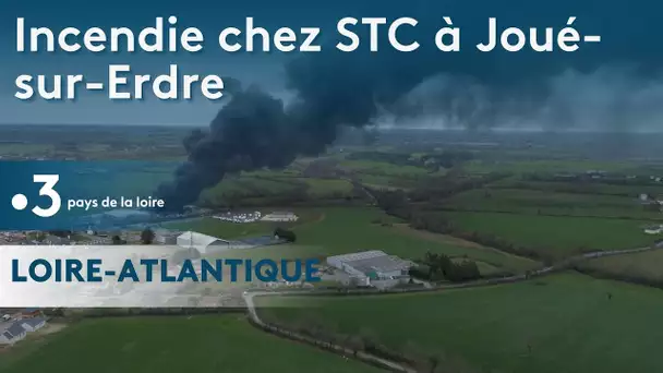 Joué-sur-Erdre au nord de Nantes : incendie en cours dans un entrepôt de tapis en caoutchouc