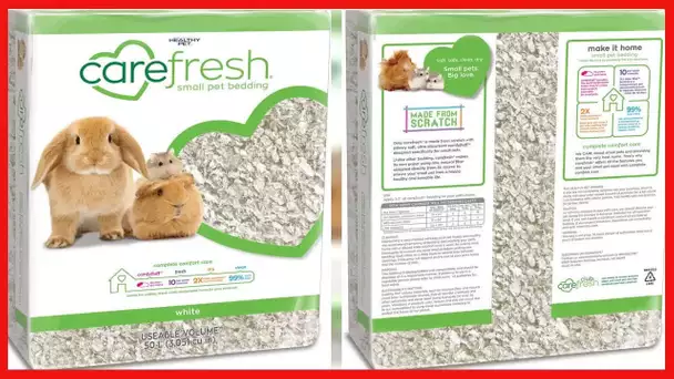 carefresh 99% Dust Free White Natural Paper Small Pet Bedding with Odor Control, 50 L
