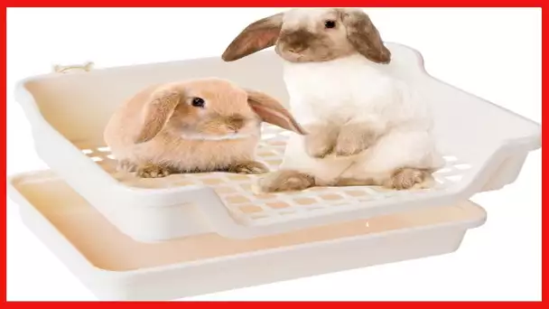 HoppScotch.bun Bumbox Large Rabbit Litter Box w Plastic Grid & Dump Tray-Bunny Poop Tray Safe