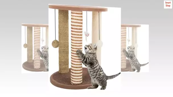 Cat Scratching Post Tower with 3 Scratcher Posts, Carpeted Base Play Area and Perch