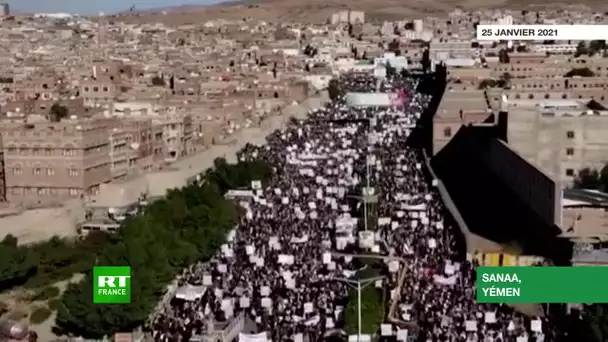 Les Houthis classés terroristes par les Etats-Unis : manifestation à Sanaa