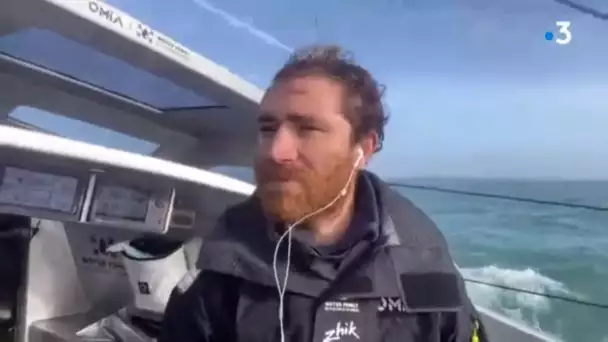 Vendée Globe 2020 : Benjamin Dutreux après avoir franchi la ligne d'arrivée