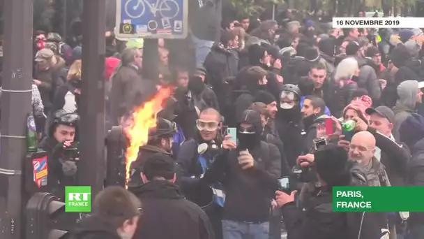 Quelques dégradations et des feux émaillent la manifestation de Gilets jaunes à Paris