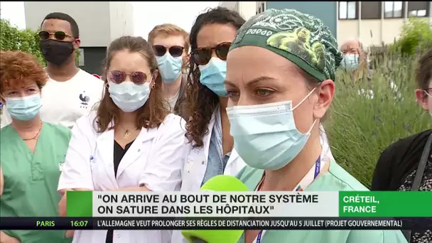 Mobilisations des professionnels de santé devant l’hôpital Henri-Mondor à Créteil