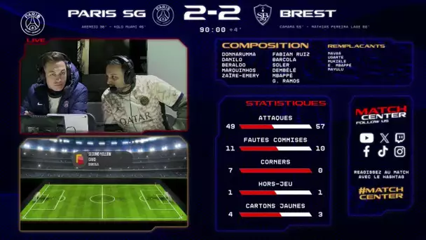 Pre match et Match Center : Paris Saint-Germain vs Stade Brestois 29
