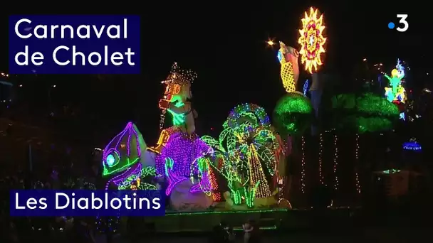 Carnaval de nuit de Cholet 2024 : Les Diablotins présente leur char "Calmez Léon"
