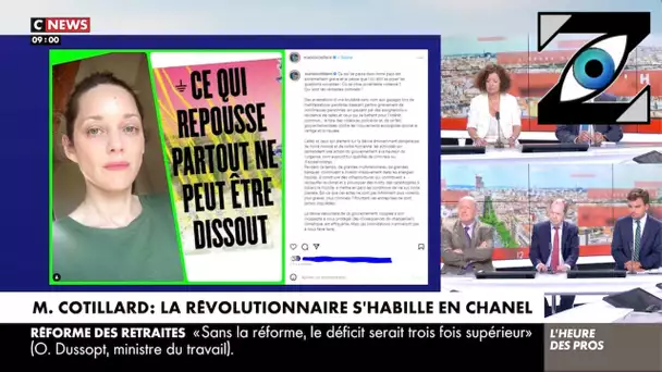 [Zap Télé_2] P. Praud clashe M. Cotillard après son soutien aux Soulèvements de la terre (27/06/23)