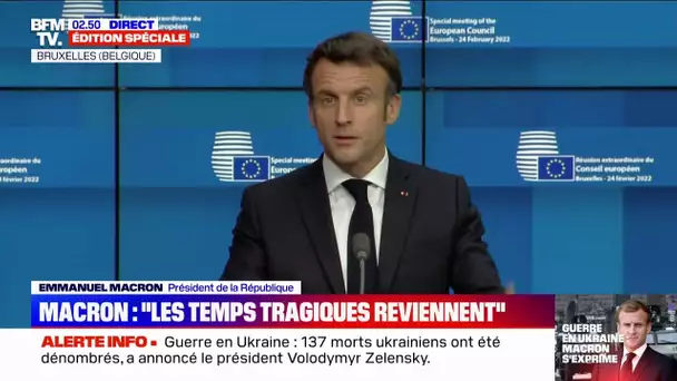 Emmanuel Macron: "Les temps tragiques de l'Histoire reviennent"
