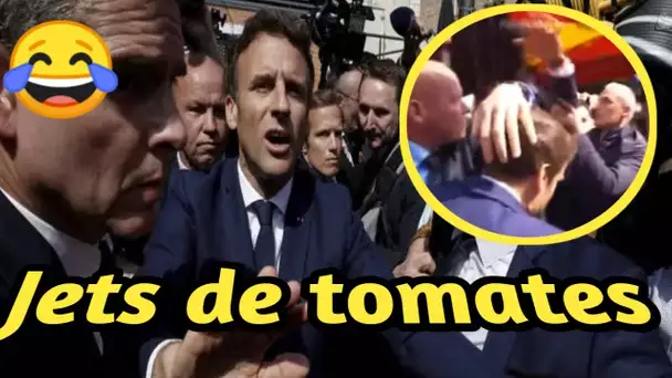 Emmanuel Macron victime de jets de tomates lors de son premier déplacement (vidéo)