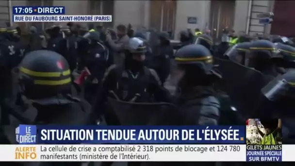 Gilets jaunes : les CRS évacuent les manifestants près de l&#039;Élysée