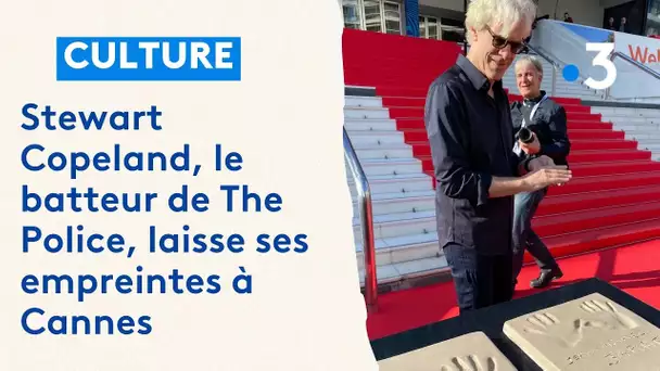 À Cannes, le batteur de The Police, Stewart Copeland, laisse ses empreintes à l'occasion du Midem+