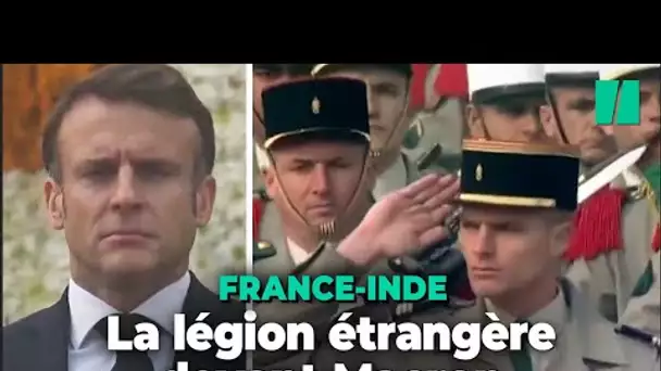 Emmanuel Macron devant la légion étrangère en Inde