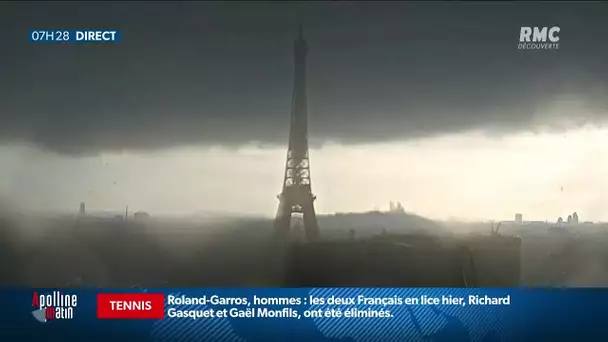 Les images impressionnantes du ciel noir au-dessus de la Tour Eiffel