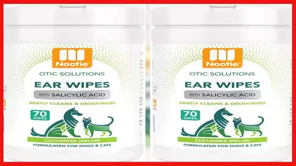 Nootie Dog & Cat Ear Wipes with Salycyclic Acid- Cucmber Melon - 70 Wipes - Vegan Friendly - Sold