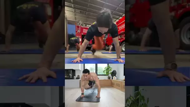 Impossible firefighter push-up challenge !! 😱