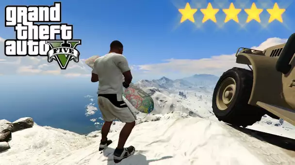 GTA 5 - ECHAPPER A LA POLICE AVEC L&#039;AUTOCHENILLE ET UN SNOWBOARD