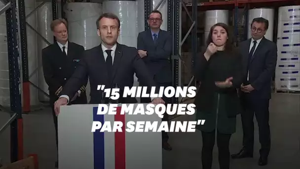 Macron promet l'indépendance de la production de masques d'ici à la fin de l'année