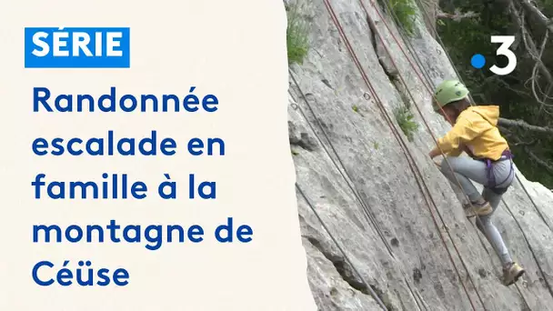 Randonnée escalade en famille à la montagne de Céüse dans les Hautes-Alpes