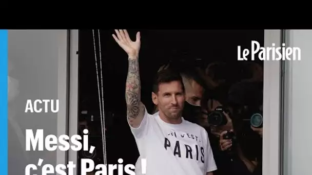 Messi salue les supporters du PSG qui l'attendait à l'aéroport du Bourget