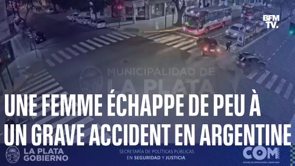 Une femme manque de peu de se faire faucher dans un accident entre deux voitures en Argentine