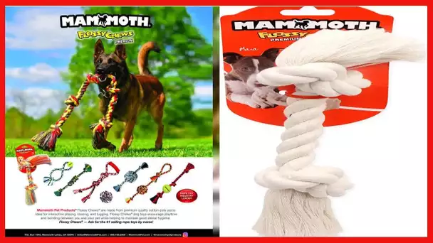 Mammoth Pet Products Flossy Chews 100-Percent Cotton White Rope Bone, Medium, 12-Inch (10004V)