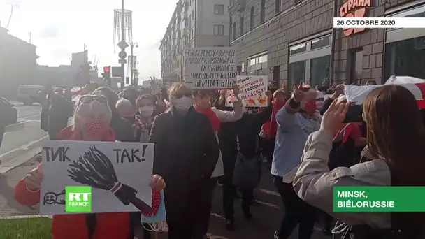 Minsk : des manifestants défilent en soutien à la grève générale de l'opposition