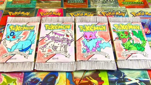 Ouverture de 4  FAUX Boosters Pokémon FAIT A LA MAIN !