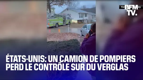 États-Unis: les images d'un camion de pompiers qui perd le contrôle sur une route verglacée