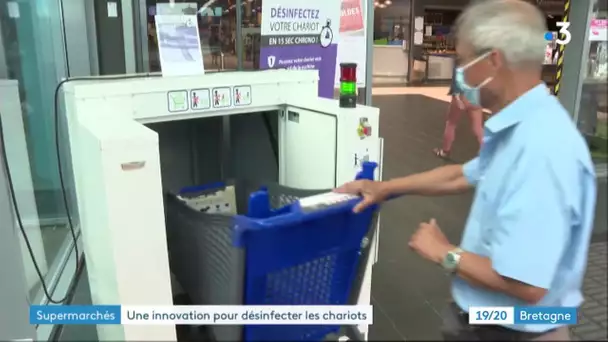 Coronavirus : un dispositif de désinfection de caddies proposé dans un supermarché à Plérin